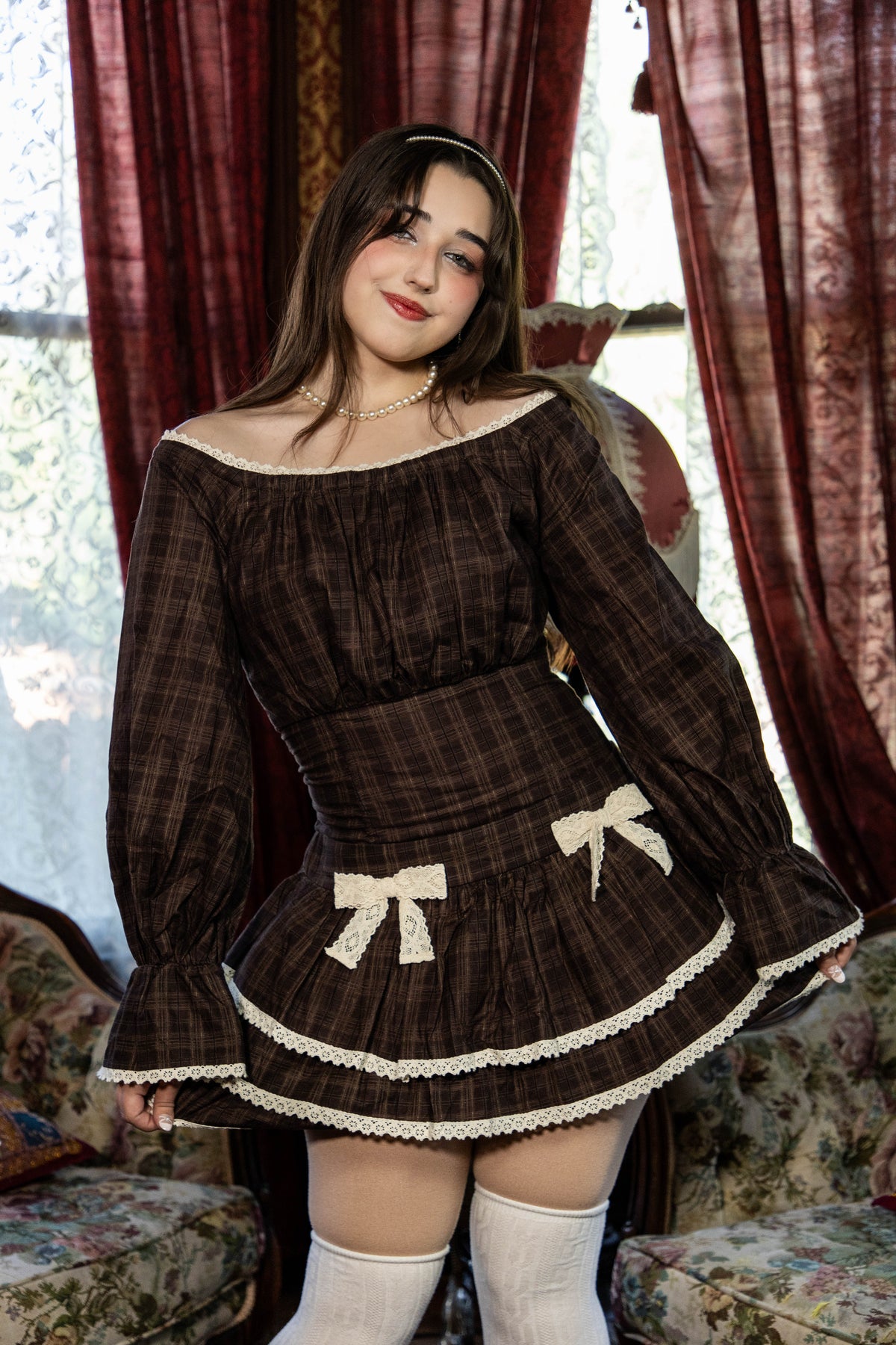 Italian Linen Lantern Sleeve (Fleurette Signature Plaid)