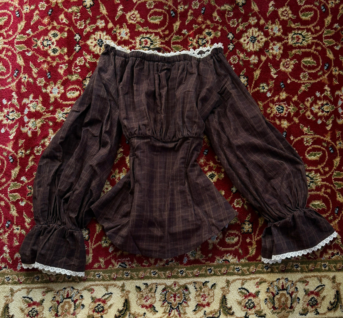 Italian Linen Lantern Sleeve (Fleurette Signature Plaid)